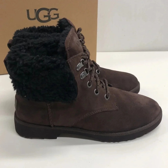 New In Box UGG Romely Heritage Brown Lace Boots Size 6 - Picture 1 of 11
